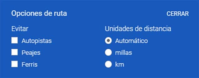 Opciones de google maps
