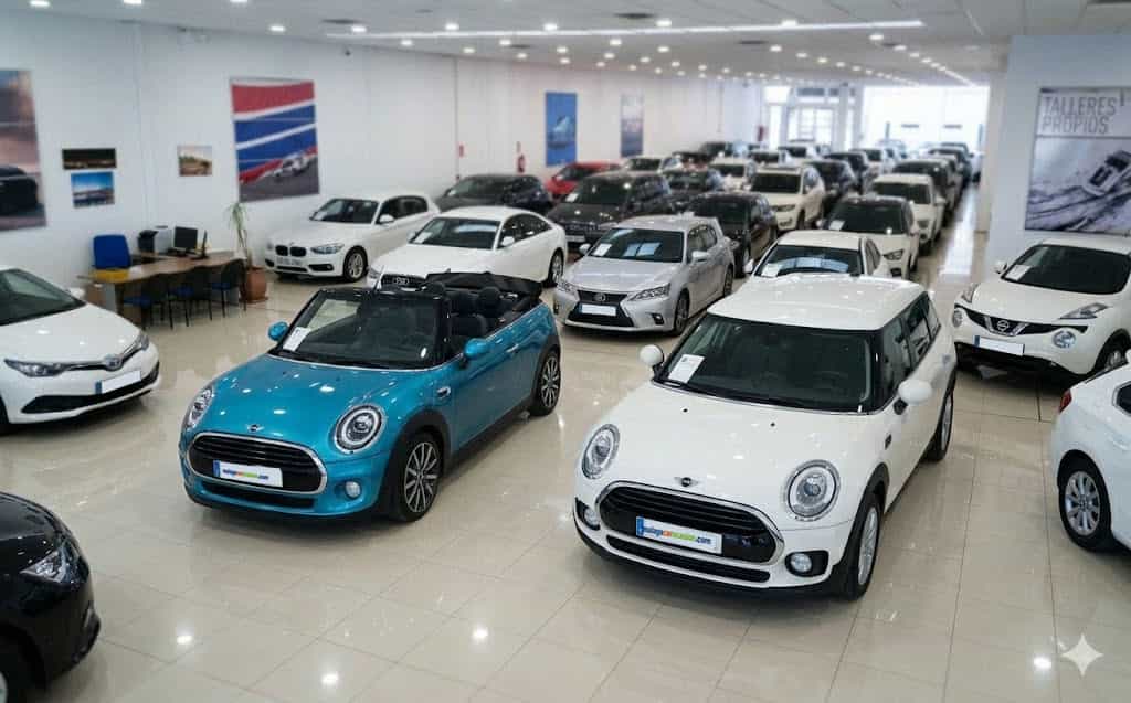 MINI ocasión Málaga concesionario con varios MINI en exposición
